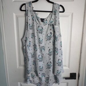 Torrid White and Teal Floral Tank Top
